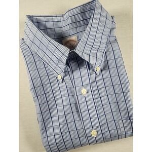 Brooks Brothers Blue Plaid Long Sleeve Mens Size L Original Polo 346 Non-Iron